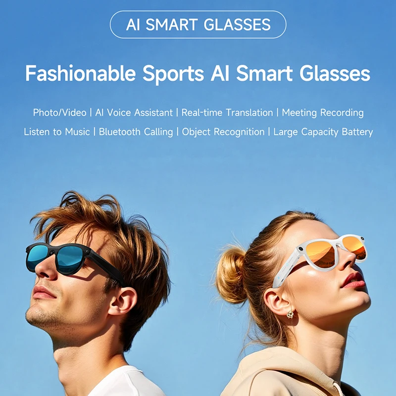 2025 New Al Image Recognition Smart Glasses WIFI Transmission Intelligent Translation 200W Camera Voice Assistant Smart Glasses