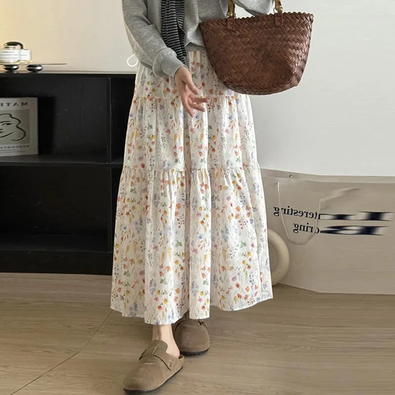 Maternity Non-tummy Control Floral Print Midi Skirt Summer Floral Print Maxi Skirt for Pregnant Women  A Line Loose Comfortable