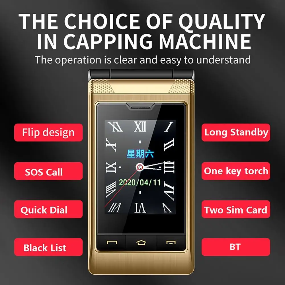 Useful  Keypad Phone 2G Mini Large Key Spare Flip Cell Phone Multifunctional Dual-Card Dual-Standby Phone for Grandmother