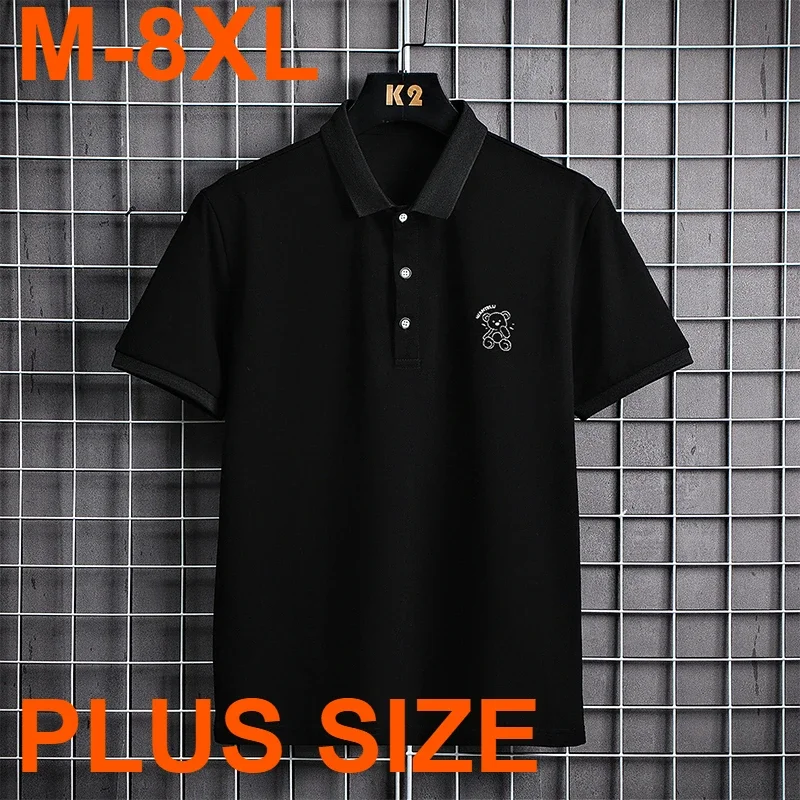

Men Polo Shirts Plus Size Loose Tops 50-140kg 6XL 7XL 8XL Spring Summer T-shirt 100% Cotton Big Size Men's Clothing 대사이즈 남성복