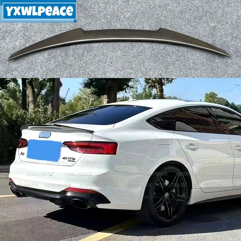 

M4 Style Real Carbon Fiber /FRP Black Rear Trunk Lip Spoiler Car Accessories For Audi A5 S5 Sline RS5 B9 2017-2021 4-Door