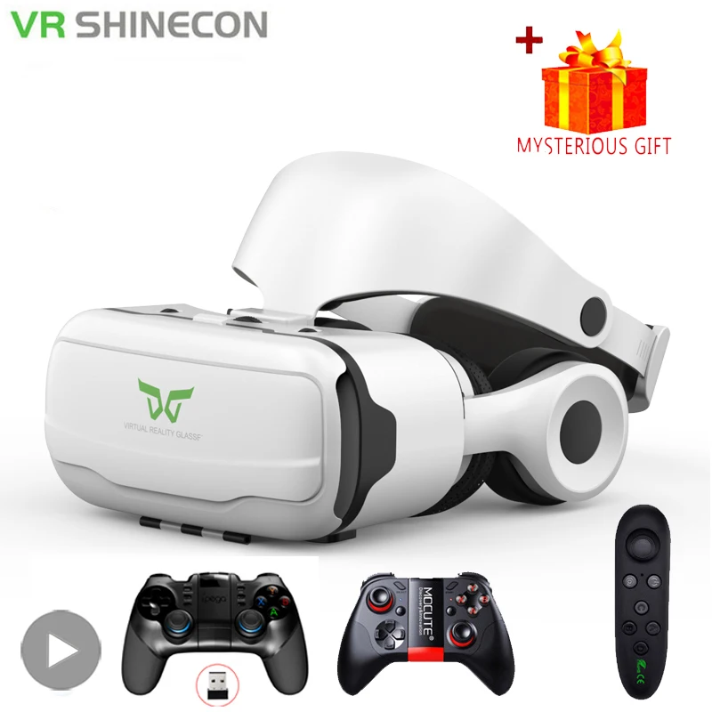 VR Glasses Virtual Reality 3D Headset Helmet For Android iPhone Smartphone Mobile Phone With Controller Game Wirth Real Goggles