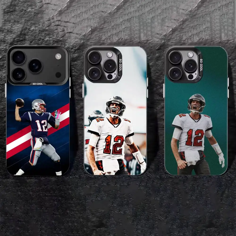 Funda para Teléfono de Fútbol Americano Tom Brady para iPhone 17, 16, 15, 14, 13, 12, 11 Plus, Pro Max, XS, Funda Plateada