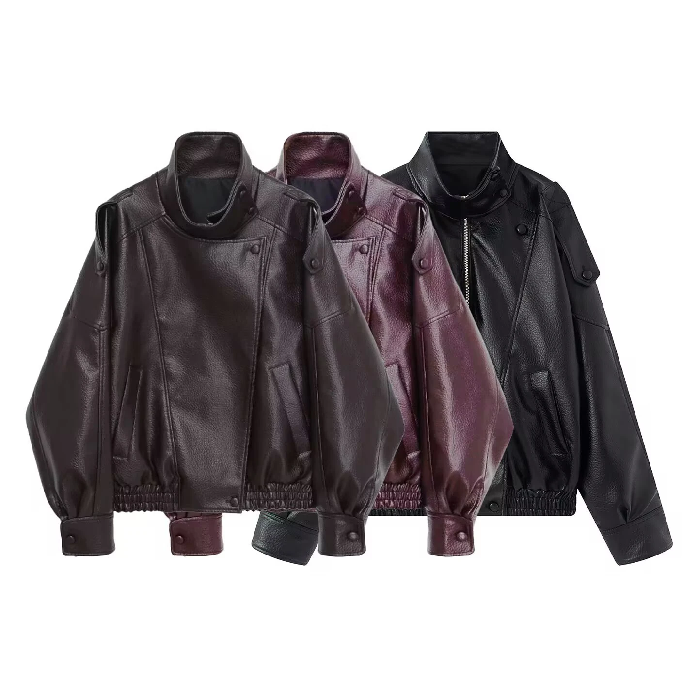 

Новая зимняя женская одежда в европейском и американском стиле 2025 года, свободный дизайн, кожаная куртка с рисунком личи, куртка