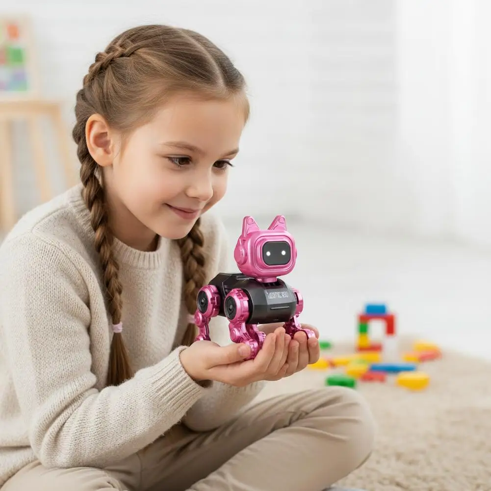 Electric Robotic Dog Toy 7cm High Grade Plastic Futuristic Design for Kids Collectors Birthday Gift Gold Silver Pink Blue C T4V7