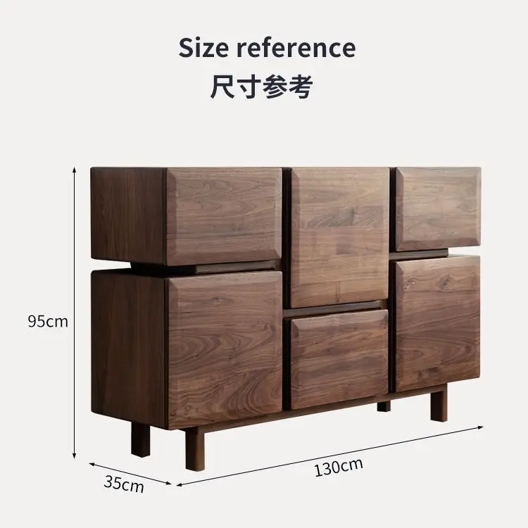 Belgian designer porch solid wood dining side cabinet household locker multi-functional medieval wall side cabinet six buckets