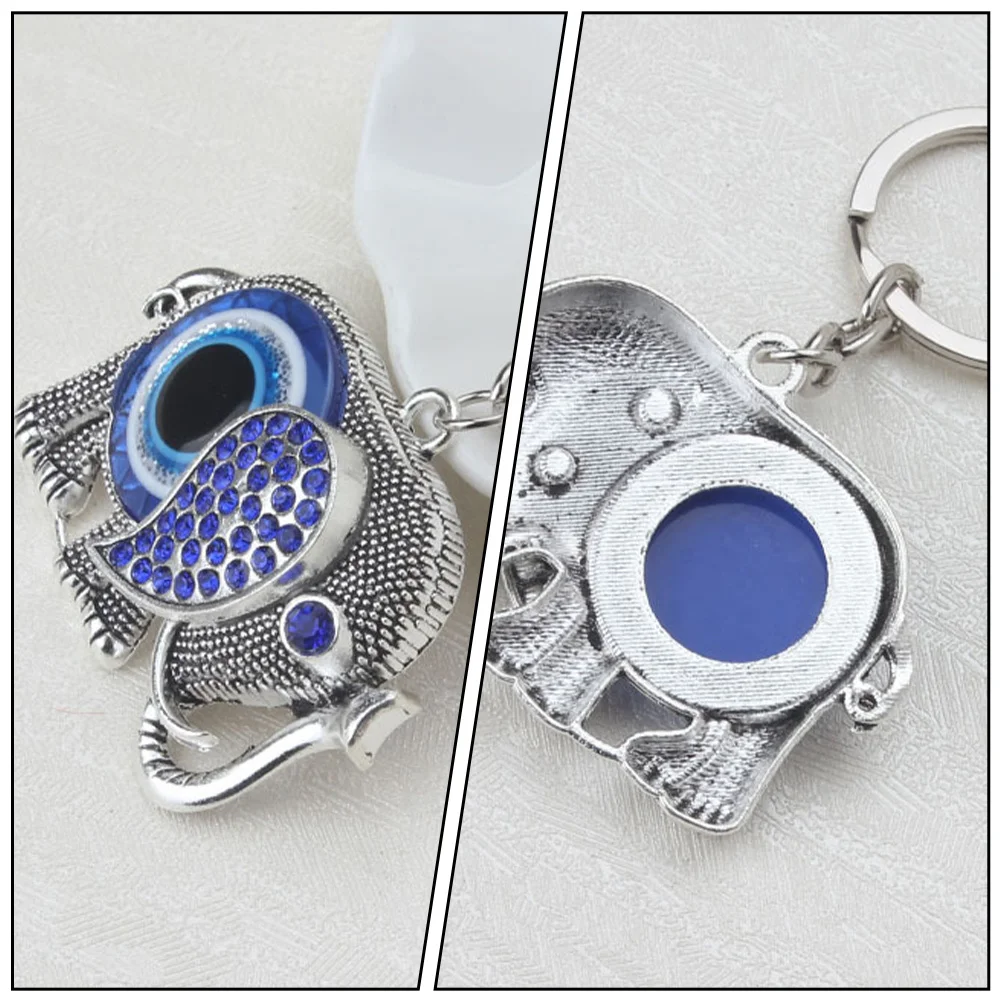 

Lovely Elephant Shaped Blue Eye Keychain Pendant Decorative Bag Ornament Protective Charm for Home Office Car Backpack