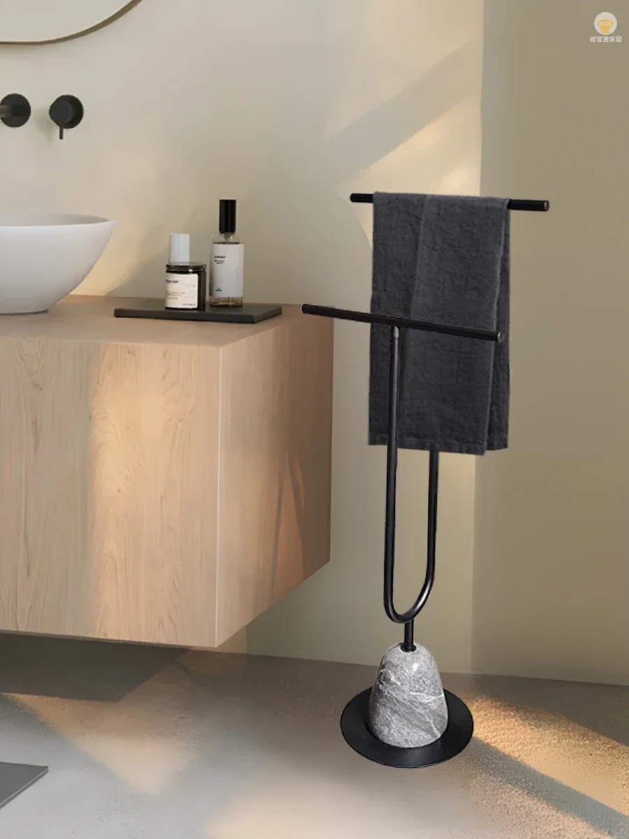 Bathroom, bathroom, marble rack, floor-to-ceiling non-punching, simple towel rack, shower towel rack, bathtub edge