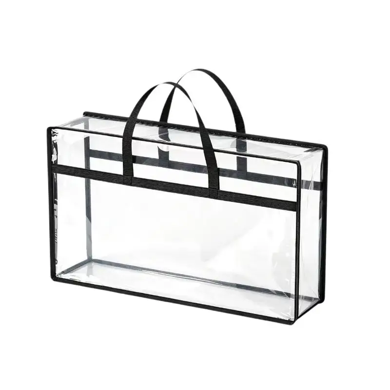 Transparent PVC Waterproof Zipper Storage Tote Visible Organizer For CD DVD Books Caps Household Sorting Carry Bag