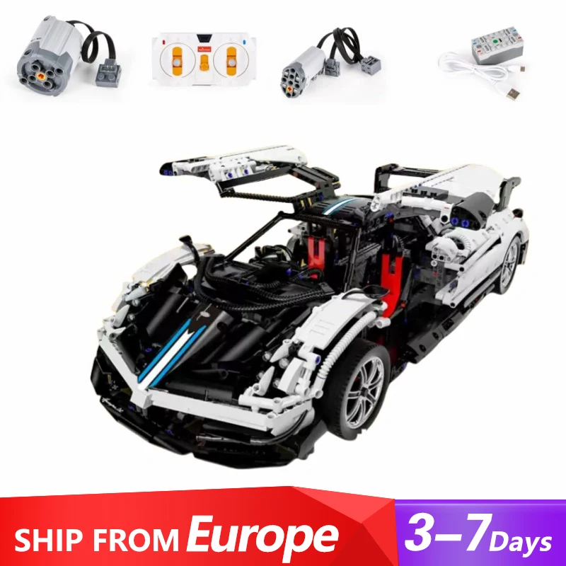 Technical Hypercar Huayra BC RoadsterWhite Racing Car,1:8 Sportscar Supercar Model 2896PCS Building Blocks Brick Toys Gift