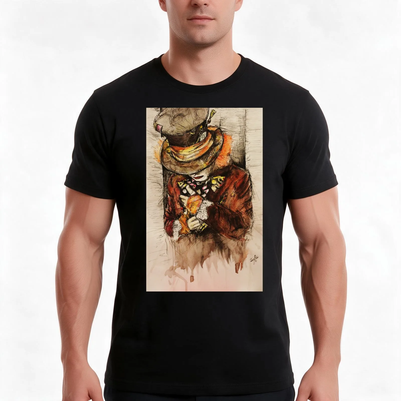 hatter T-Shirt, Summer Casual Cotton Tee, Oversized Streetwear Tops, Vintage Graphic Print, Loose Fit Short Sleeve, 100% Cotton