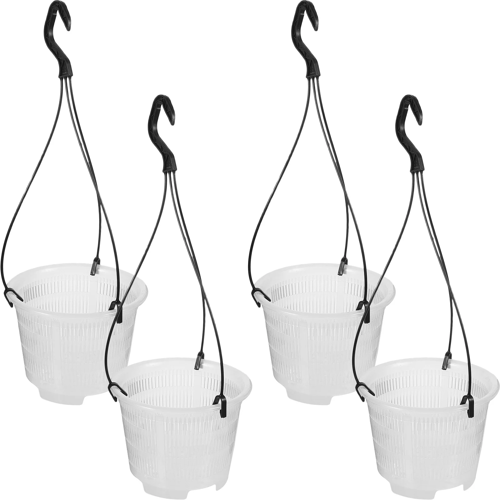 

4 set Plastic Hanging Flower Pot 4 Sets Round Plant Basket For Indoor Outdoor Garden Orchid Succulent Nursery Container Wall