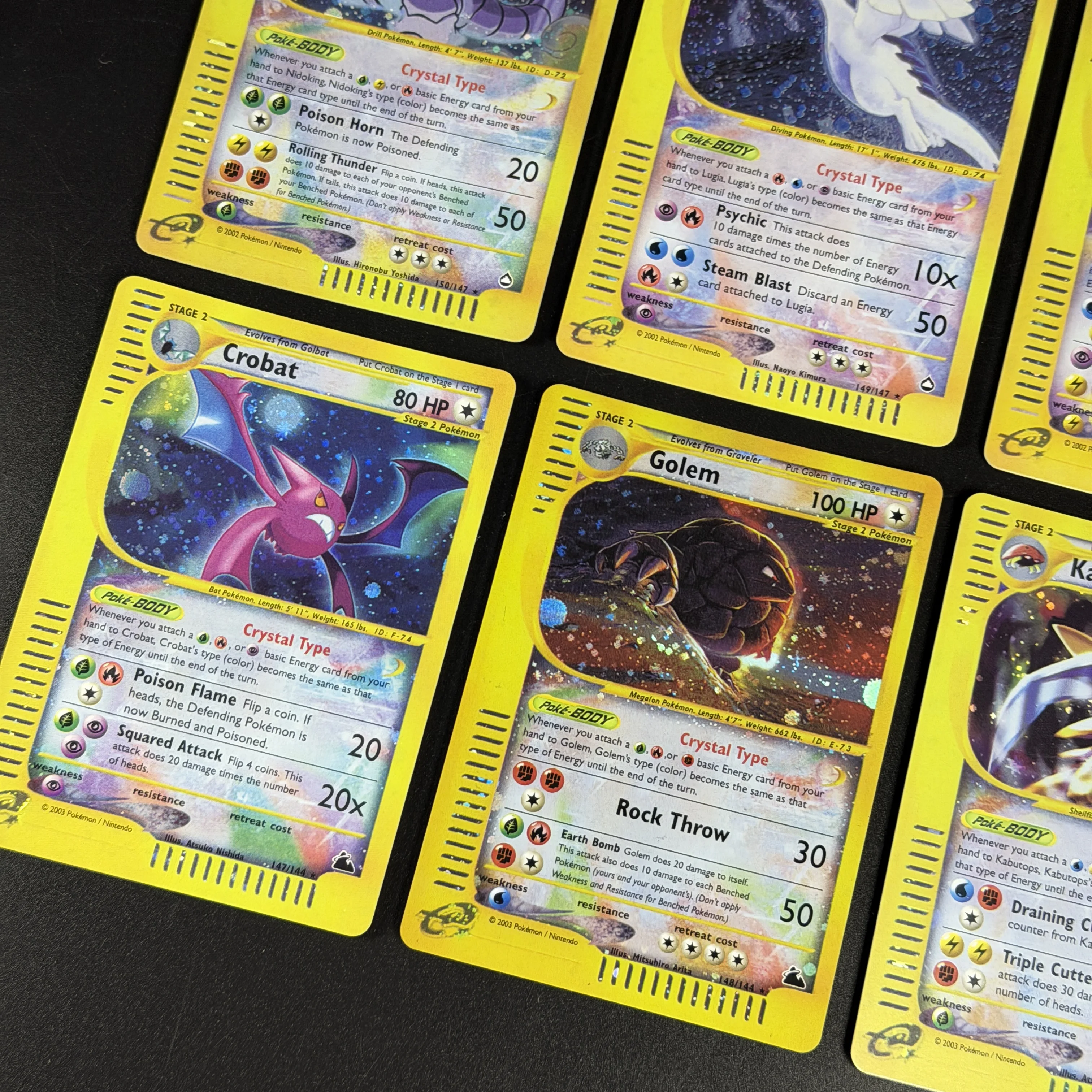 PTCG Vintage e-Series Crystal Type Set Skyridge Aquapolis Kabutops Lugia Kingdra Crobat Golem Nidoking Holo Foil Proxy-Karten – Detail 2