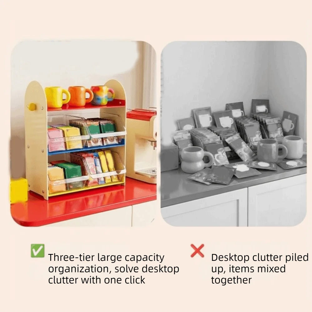 Saving Space Dopamine 3 Layers Desktop Storage Rack Large Capacity Removable Water Cup Storage Rack Plastic Mug Holder Bedroom