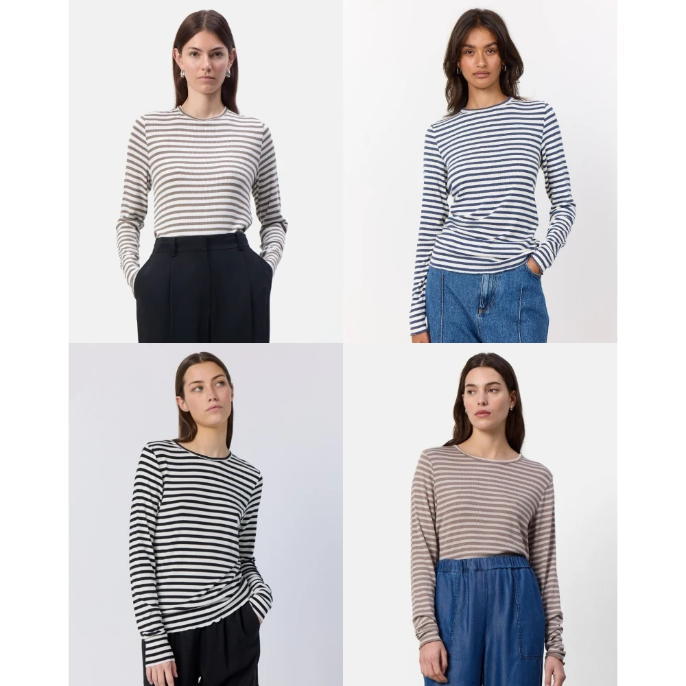 Nordic 1evete White Label Women's Long Sleeve T-shirt D1621 Slim Fit Casual Style Base Layer Top 399 Crowns