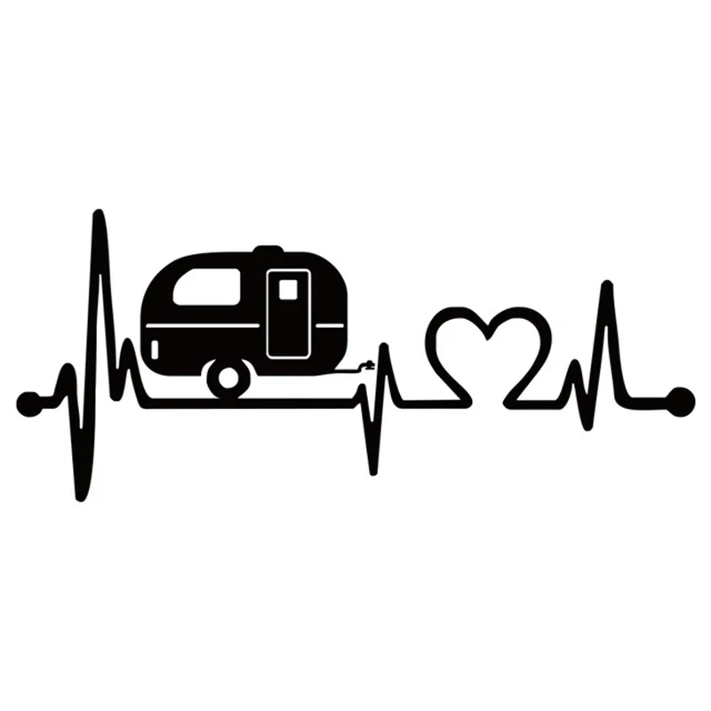 Car Sticker 3D  Camper Travel Hiker Camper Heartbeat Stickers and Decals Vinyl Car Styling Funny Sticker on Cars,20cm*10cm