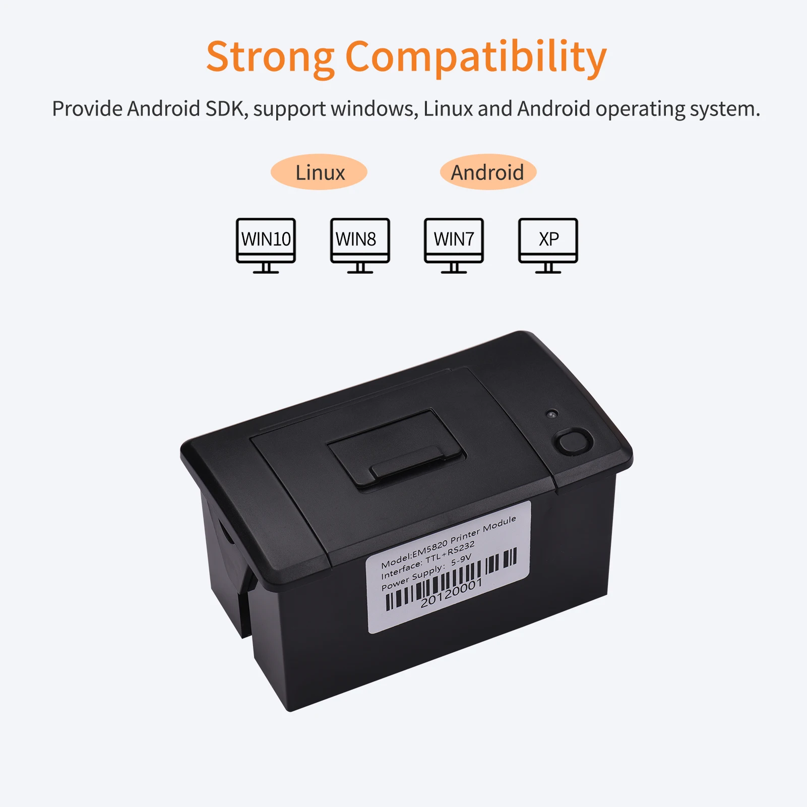 Embedded Thermal Receipt Printer 58MM Mini Printing Module Low Noise with USB/RS232/TTL Serial Port Support ESC/POS Commands