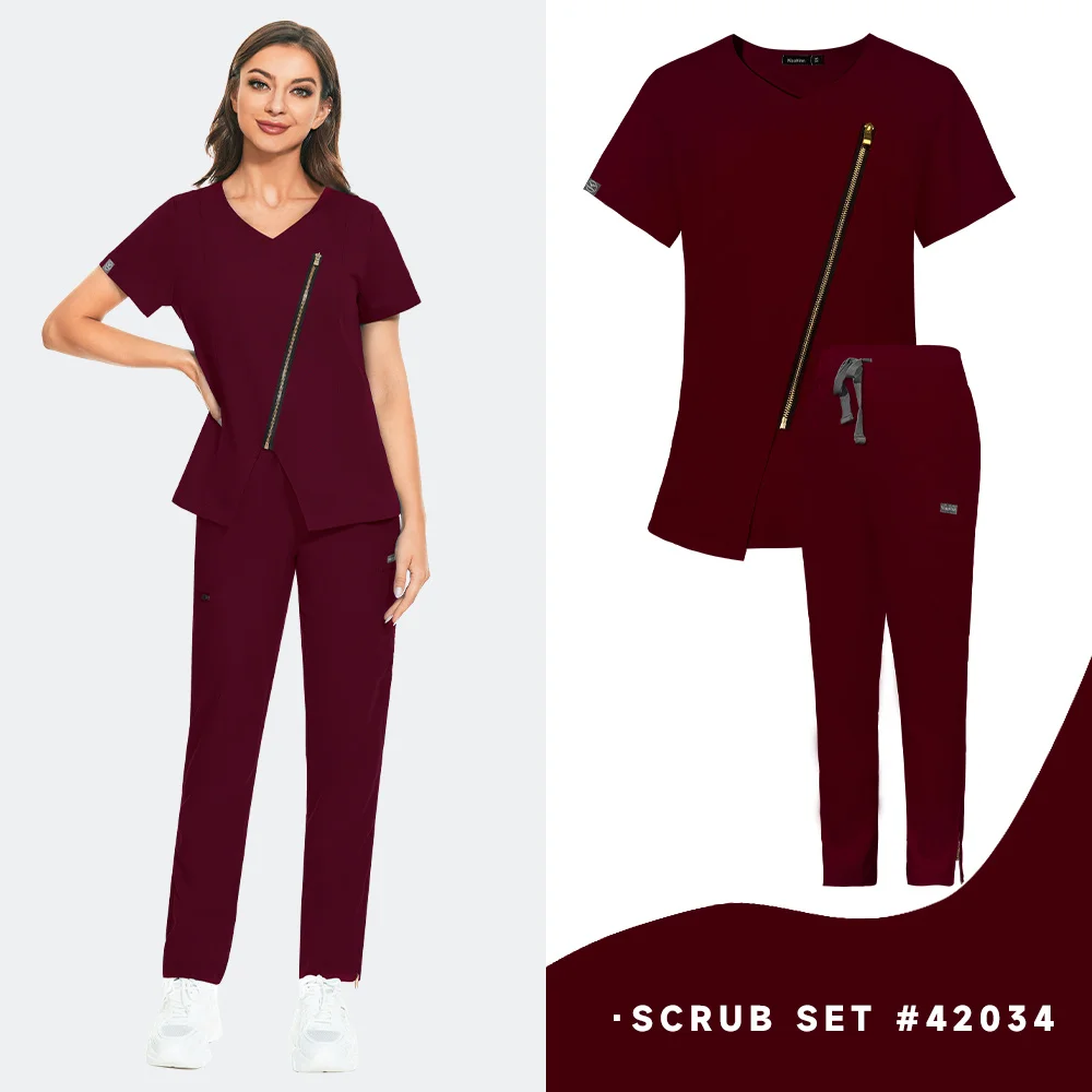 Operating Room Medical Uniforms Women Clothes Short Sleeve V-neck Workers Scrub Uniforms Summer Uniformes Medical Accessories