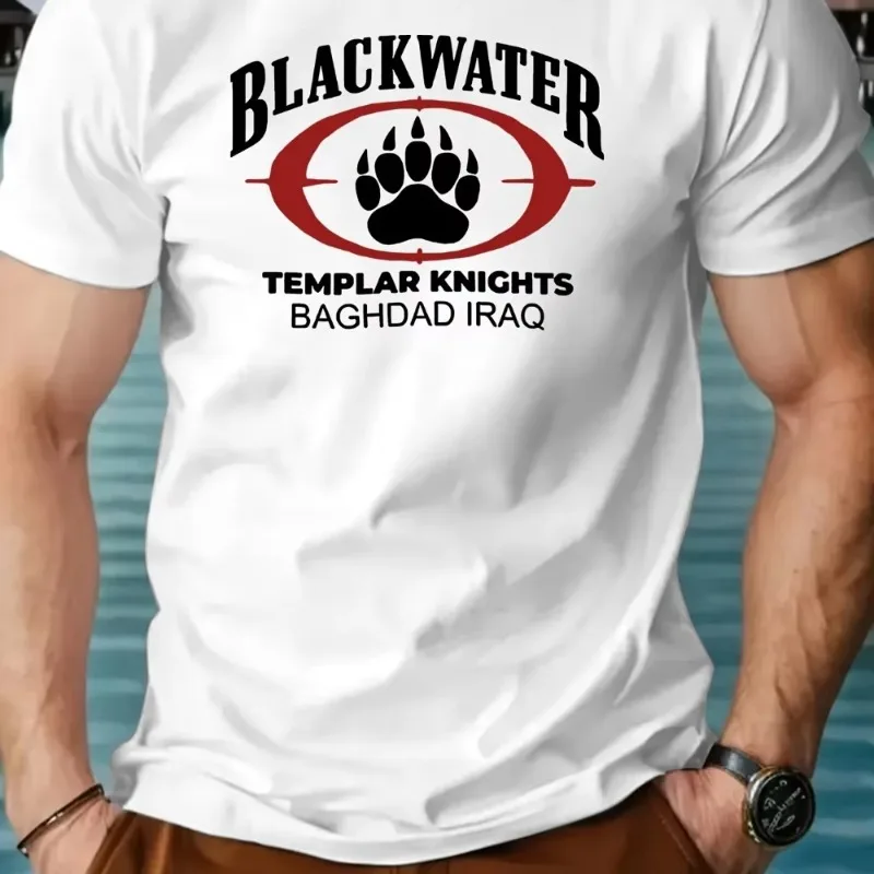 Men's T-shirt Blackwater Knights Temporary Pattern T-shirt Casual Round Neck Short Sleeve Men's and Women's Four Seasons