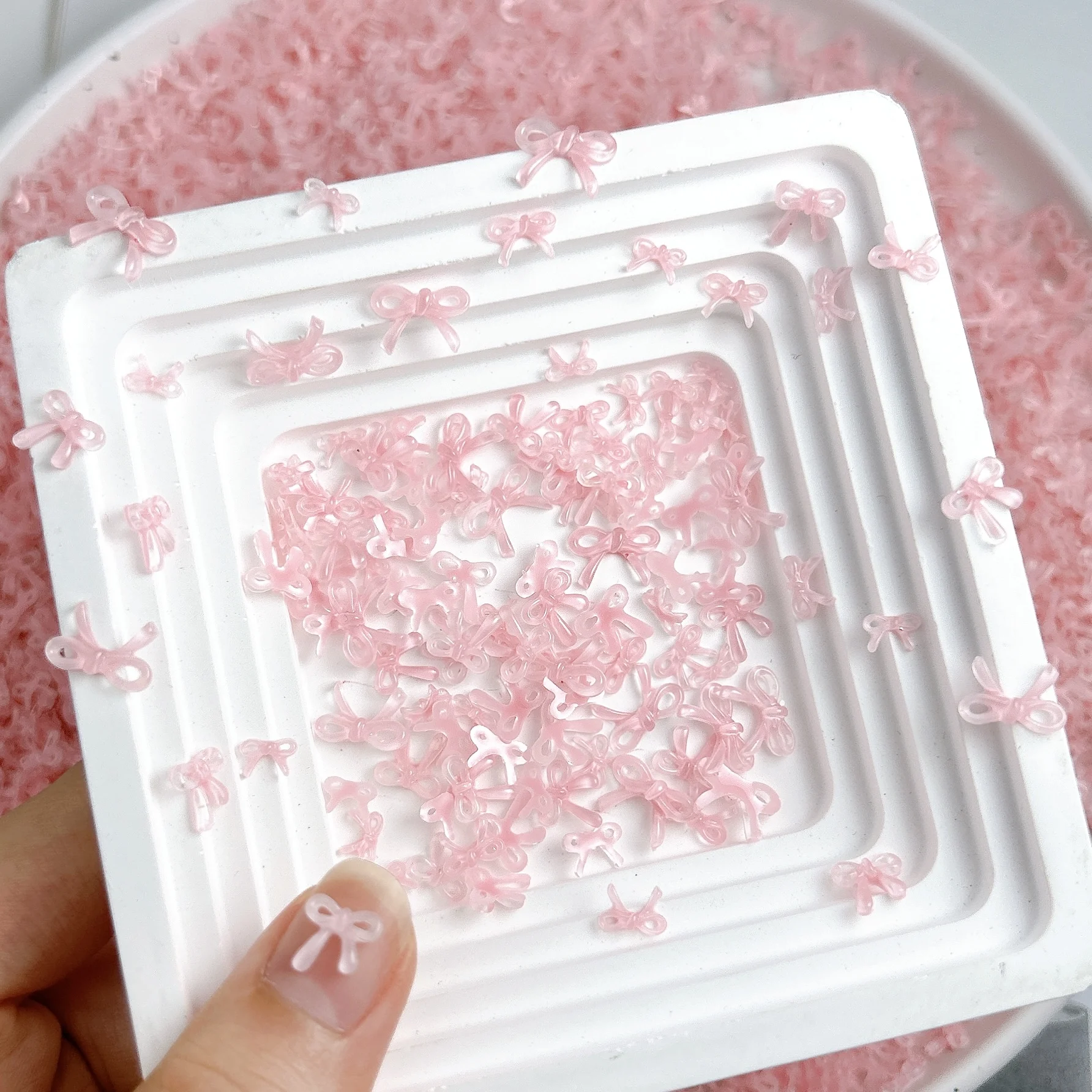 50PCS Effen Kleur Jelly Bowknots Nail Art Decoraties 3D Zoete Transparante Lijn Strikken Hars Nail Charms Accessoires voor DIY Nagels