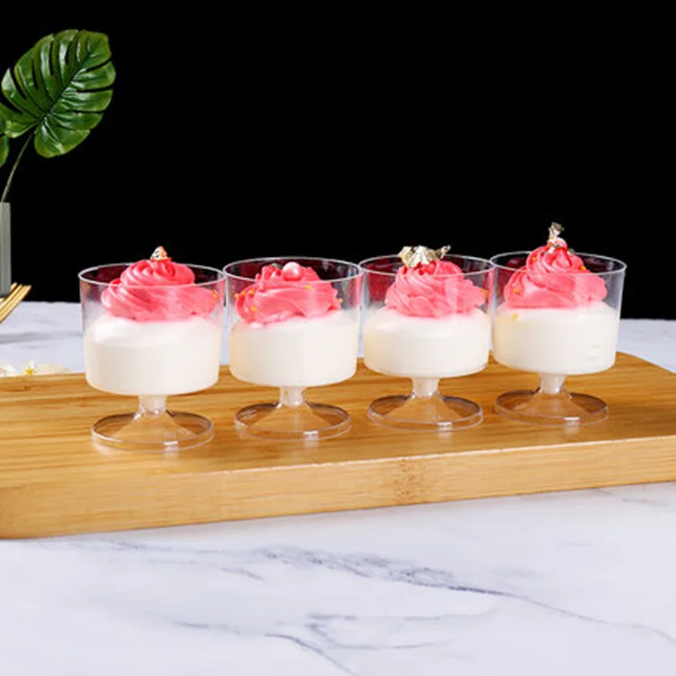 20pcs 2oz Disposable Dessert Cups Round Mouth Plastic Yogurt Mousse Dessert Baking Cup Dessert Cake Cup For Party Appetizer
