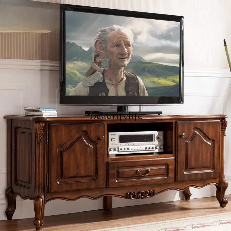 

*American Style TV Cabinet Solid Wood Bedroom High TV Cabinet Living Room Full Solid Wood Floor Cabinet