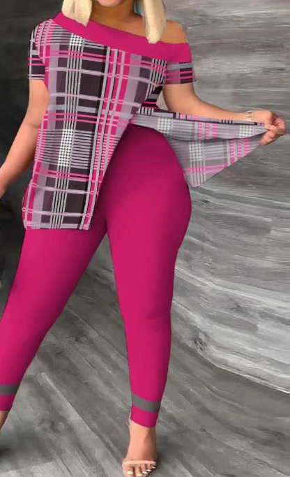 

Women's Casual Clothing Split Short Sleeved Top + Pants Set Temperament Commuting Female Fashion Trousers Sets Two Piece Outfits