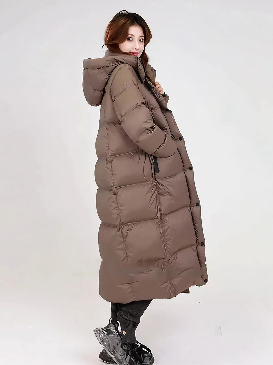 

Winter Thiened Casual Long Du down Jaet Women's Faionable Warm Coat Hooded White Du Feather Outerwear