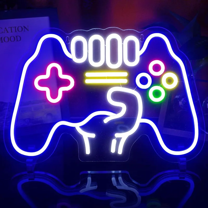 Gamer Neon Sign, Controller Shape Lights Game Room Decor - Gaming Neon Sign for Teen Boy Room Decor, Best Gamer Gifts for Kids