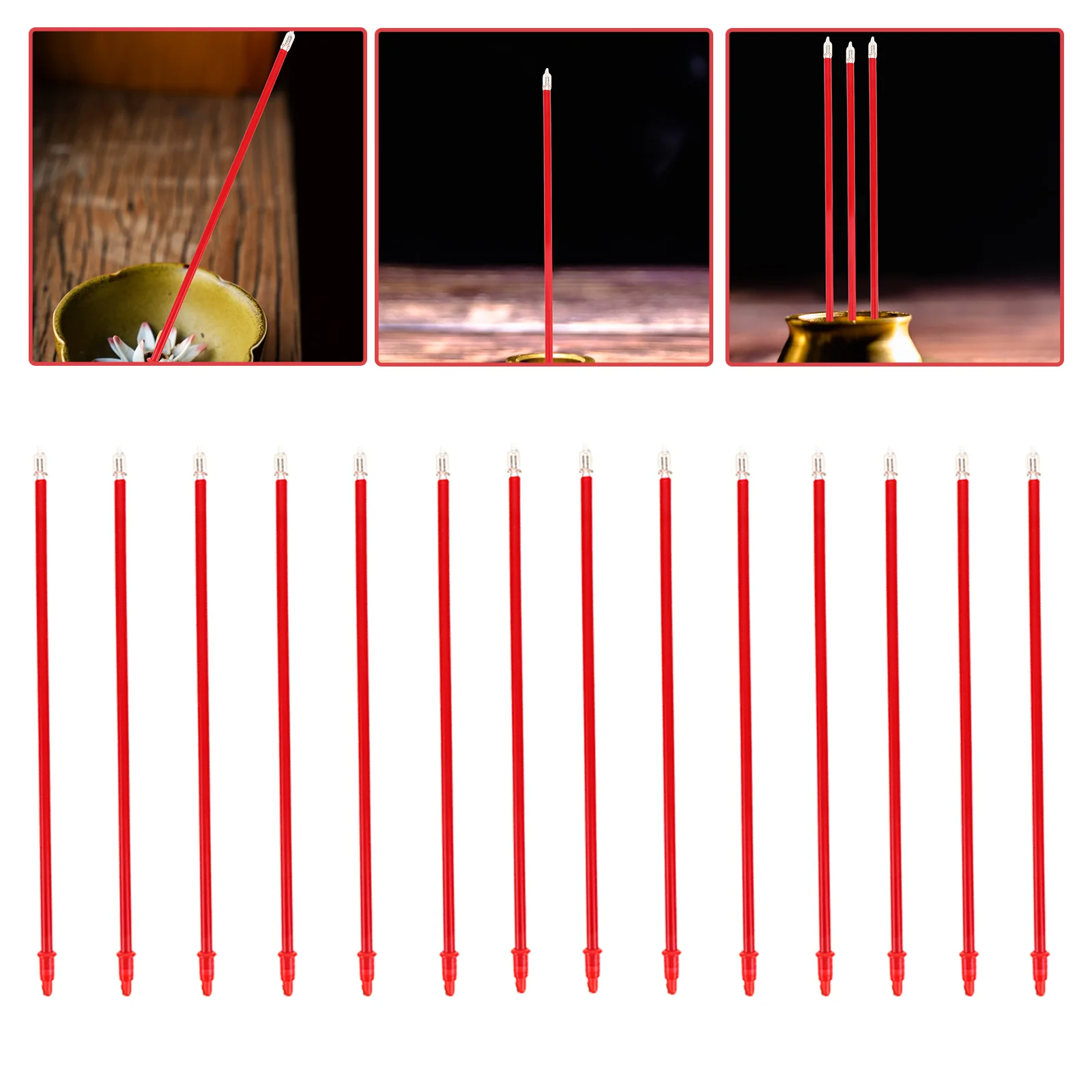 

15 Pcs Plug-in Electric Incense Burner Stick for Buddha Lamp Plastic LED Censer Parts Sticks