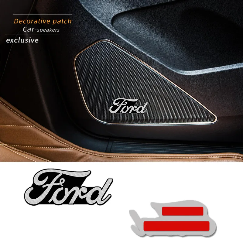 4 piezas de pegatinas/emblemas 3D de aluminio para altavoces estéreo, para Ford Fiesta, EcoSport, Escort, Focus 1, Focus 3, Focus 2, Accesorios