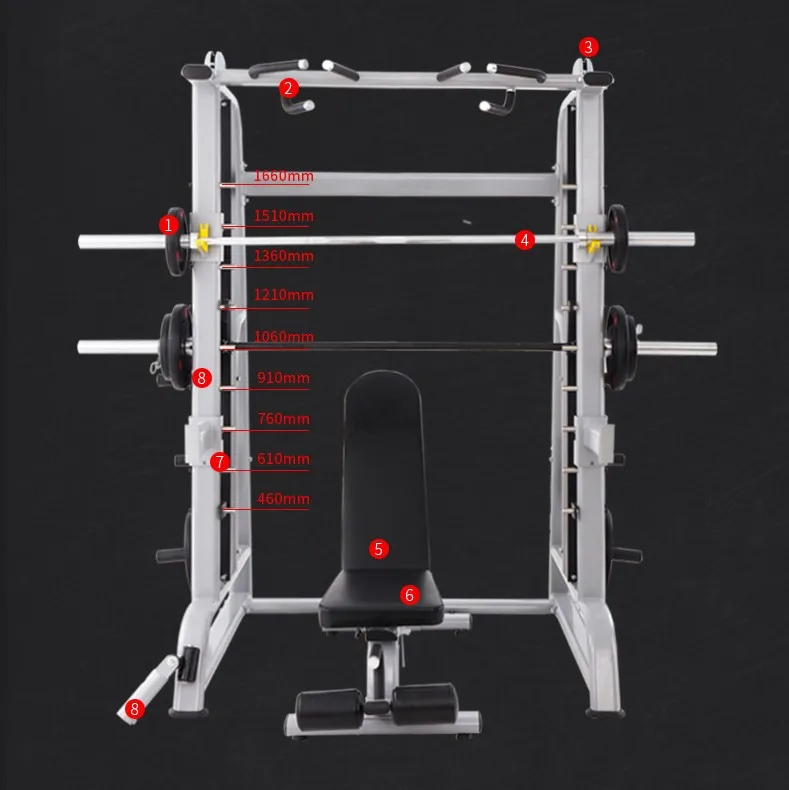 

Multifunctional Comprehensive Training Device Weightlifting Barbell Bench Press Commercial Gantry Smith Machine Gym Squat Rack