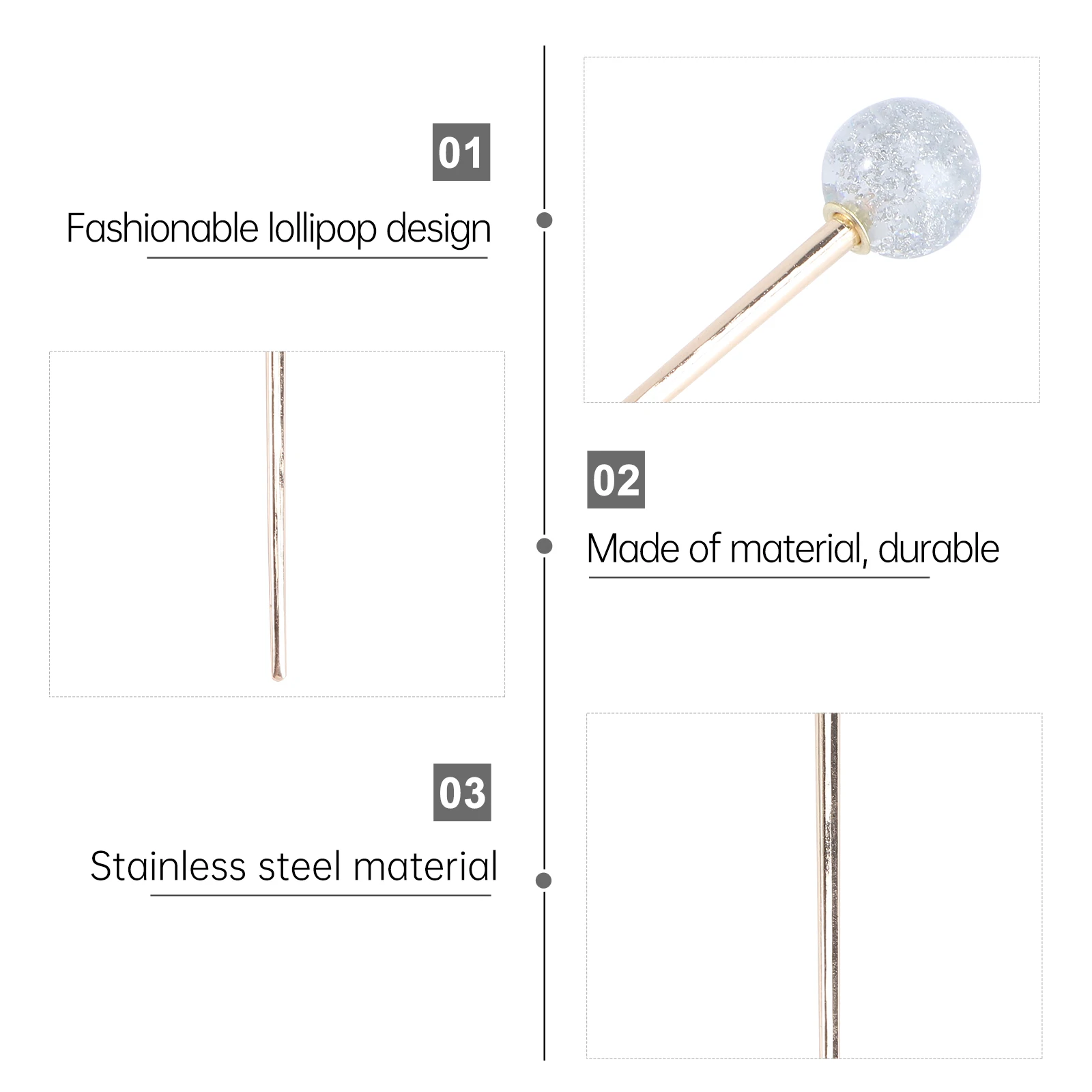 

Charms Lollipops Hairpin Accessories Decorative Pins Stick for Silver Girls Miss
