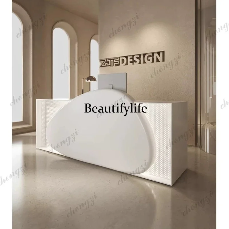 NQ52 Modern simple company office front desk reception desk paint creative with light checkout page service desk