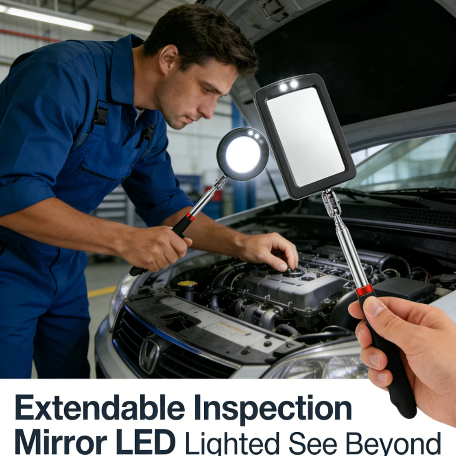 LED Telescoping Inspection Mirror 2