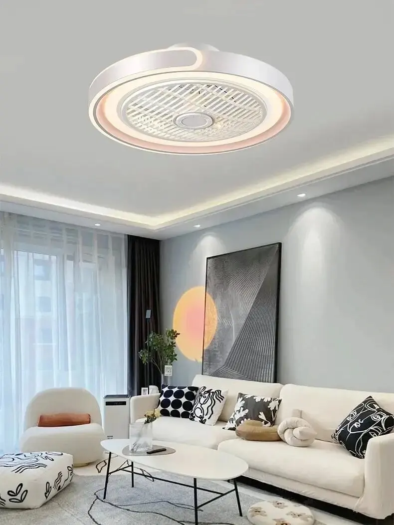 Modern New Smart Fan Light Living Room Bedroom Quiet Study Eye Protection Invisible Blades Reversible Durable