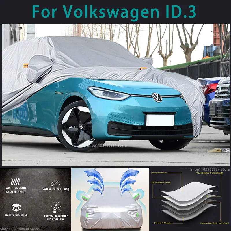 For Volkswagen ID.3 210T Full Car Covers Outdoor Sun uv protection Dust Rain Snow Protective Anti-hail car cover Auto cover