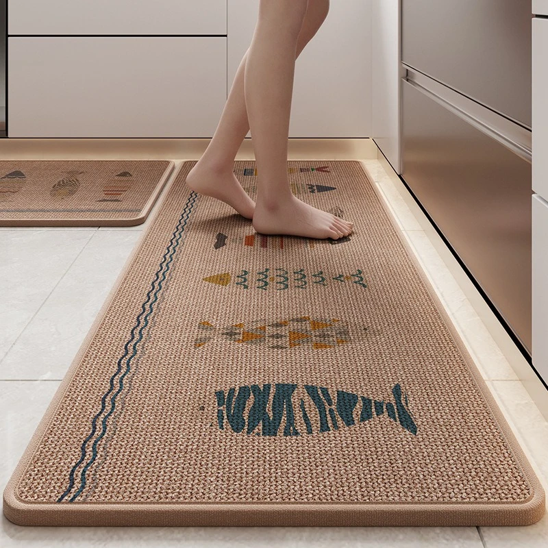 

Anti Slip Kitchen Floor Mat Absorb Oil Water Rugs Dirt Resistant Linen Floor Mats Restaurant Long Carpet Water-proof Bath Mat