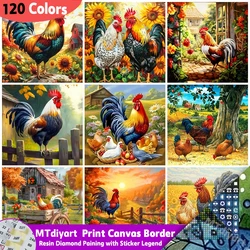 Chicken Animal Resin Diamond Painting 120 Colors Sticker Legend Print Canvas Border 5d Landscape Kit Farm Sunflower Home Decor