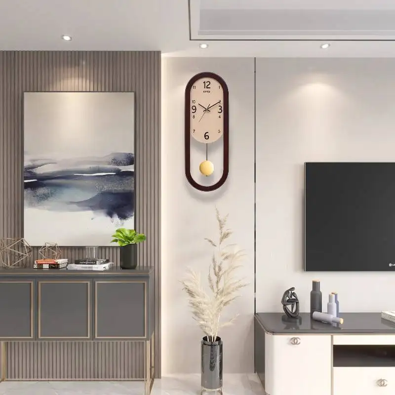 مكتب فريد البندول ساعة حائط تصميم موضة غرفة نوم ساعة حائط حديثة غرفة المعيشة الفاخرة Reloj De Pared عناصر ديكور المنزل #2