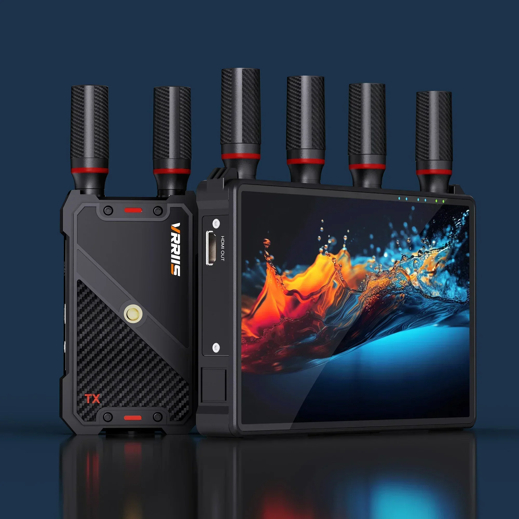 Penerima Pemancar Video Perpanjangan HDMI Nirkabel 400M dengan Tampilan Monitor Layar LCD Slot Baterai untuk Streaming Langsung Kamera