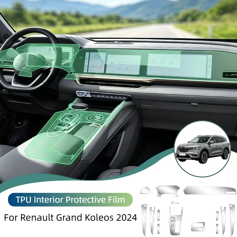 TPU Protective Film Anti-scratch For Renault Grand Koleos 2024 Car Dashboard Navigation Automotive Screen Protection Film
