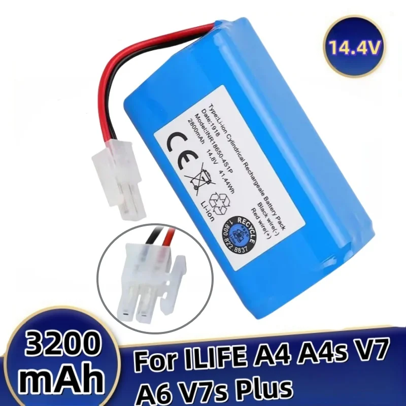 Replacement 14.8V 2600mAh~3500mAh Lithium Battery for ILIFE A4 A4s V7 A6 V7s Plus Robot Vacuum Cleaner Accessories.