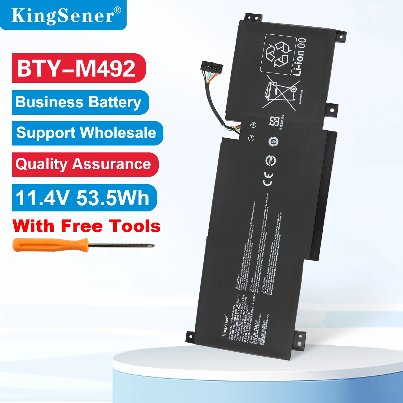 

KingSener BTY-M492 Аккумулятор для ноутбука MSI Pulse GL66 11UDK-076 GL66-11UDK-066JP 11UEK-050XFR 11UEK-007FR Серия 11,4 В 53,5 Втч