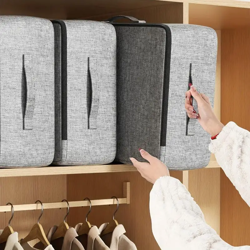 Under Bed Storage Organizer Bag Large Capacity Water Resistant Foldable Pouch for Quilts Clothes Blankets Dorm Apartment Use