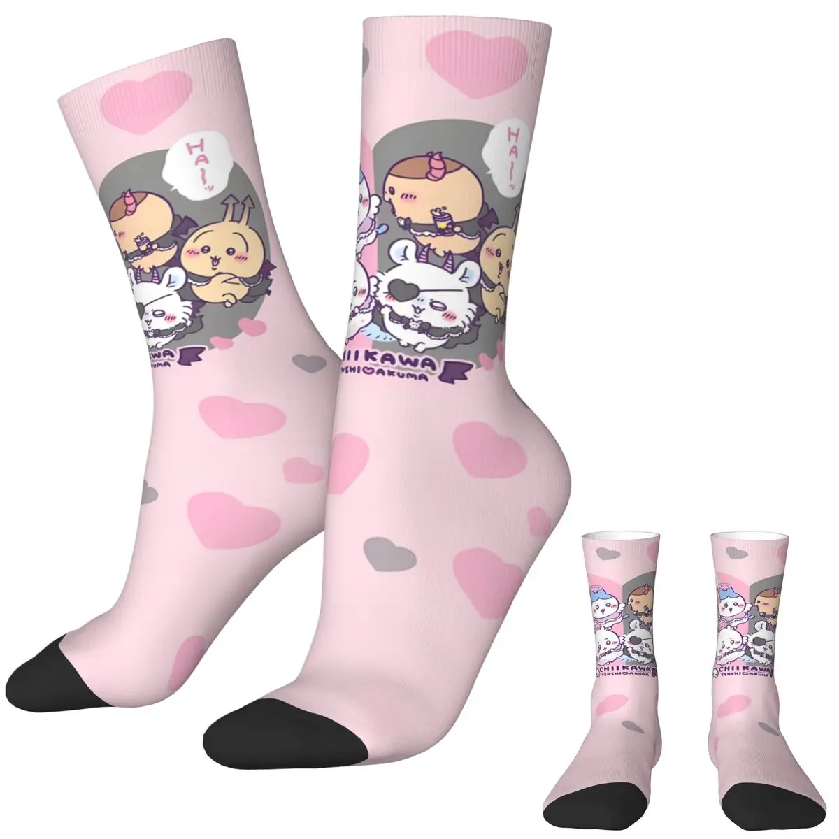 Chaussettes de course coordonnantes pour hommes adultes, bas Chiikawa, chaussettes imprimées rétro, confortables, printemps