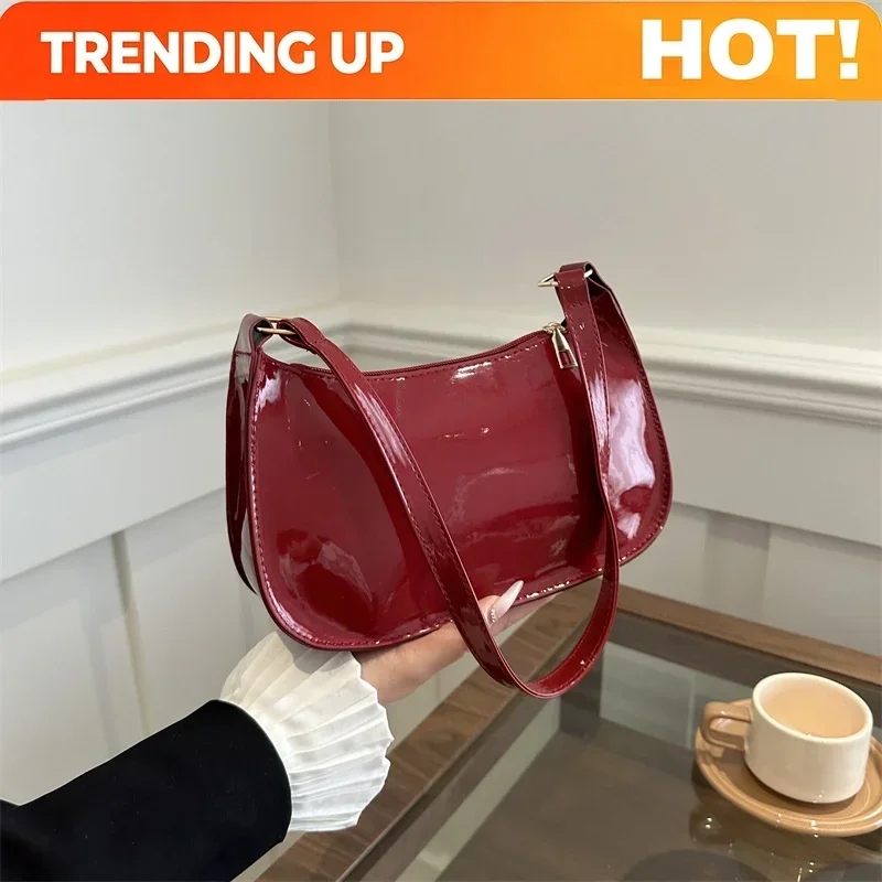 Retro Solid Color PU Leather Shoulder Underarm Bag Women's Fashion Handbags Casual Hobos Purses and Handbag Ladies Hand Bags