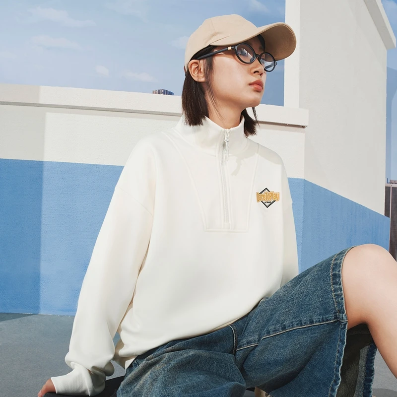 Xtep Pullover Sweater Male And Female  Winter Stand-Up Collar Sports Hoodie Trendy Comfortable Leisure Tops 876427930004