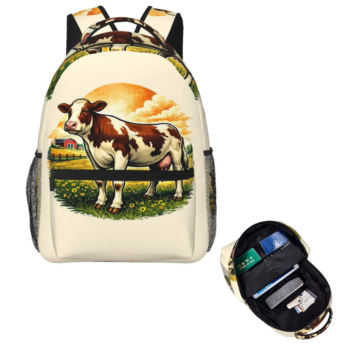 

Farm Cow Student Backpack School Bag Hiking Travel Daypack for Boys Girls Fashion Bookbag Shoulder Bags