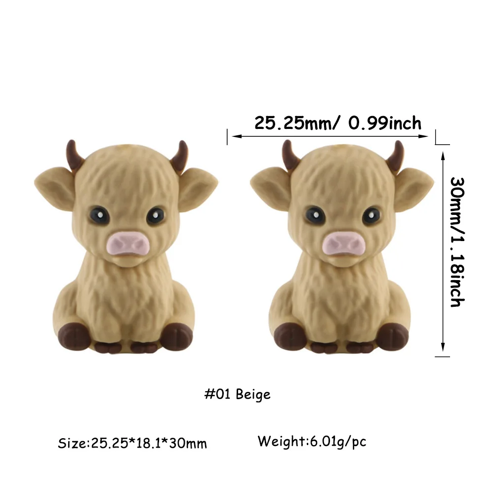 5pcs New 3D Calf Silicone Bead For Making DIY Jewelry Bracelets Key Chain Pen Handicrafts Accessories